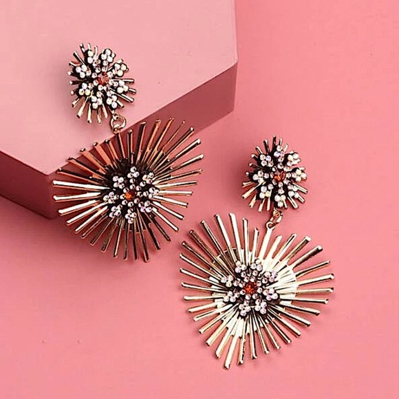 2 FOR $20 Rhinestone Decor Heart Charm Drop Earrings - Picture 2 of 5